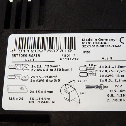 Siemens 3RT1055-6AF36 Leistungsschütz