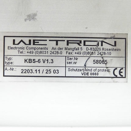 WETRON KBS-6 V1.3 5865 2203.11/2503 Kurvenblocksteuerung