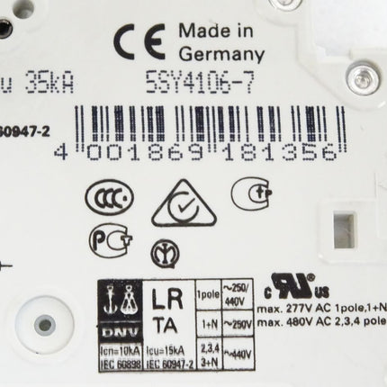 Siemens Leitungsschutzschalter 5SY41 MCB C6 5SY4106-7