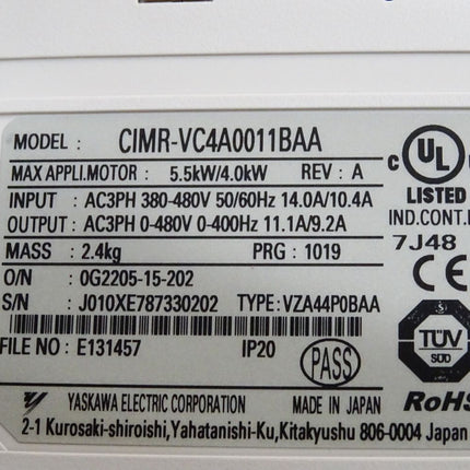 Yaskawa V1000 CIMR-VC4A0011BAA / Unbenutzt