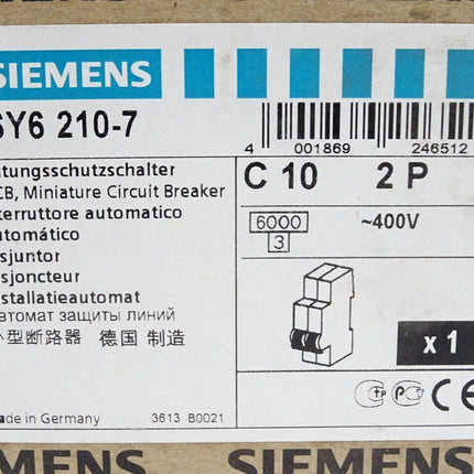 Siemens 5SY6210-7 Leistungsschutzschalter C10 2P / Neu OVP