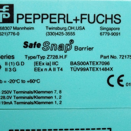 Pepperl+Fuchs 72175 Z728.H.F Zenerbarriere / Neu OVP