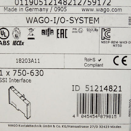 Wago 750-630 SSi Interface / Neu OVP versiegelt