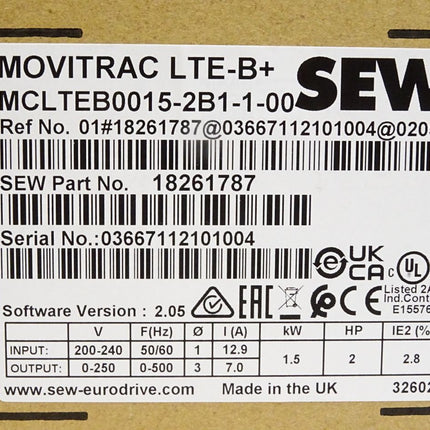 SEW Eurodrive Movitrac LTE-B+ MCLTEB0015-2B1-1-00 18261787 1.5kW / Neu OVP