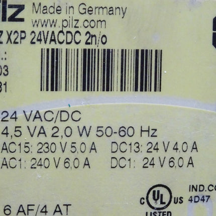 Pilz 777303 PNOZ X2P 24VACDC 2n/o Sicherheitsschaltgerät