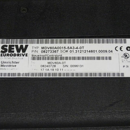 SEW Eurodrive MDV60A0015-5A3-4-0T Frequenzumrichter MDX60A0015-5A3-4-00 Defekt