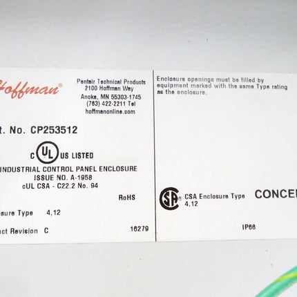 Hoffman CP253512 / Concept HMI Enclosure / Gehäuse for Siemens TP900 9" / Neu