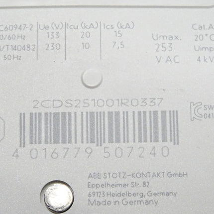 ABB 2CDS251001R0337 S201 K4A Sicherungsautomat / Neu