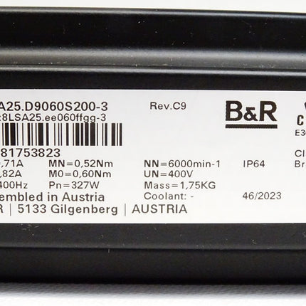 B&R Synchron-Motor 8LSA25.D9060S200-3 Rev.C9 8LSA25.ee060ffgg-3 6000min-1 / Neu