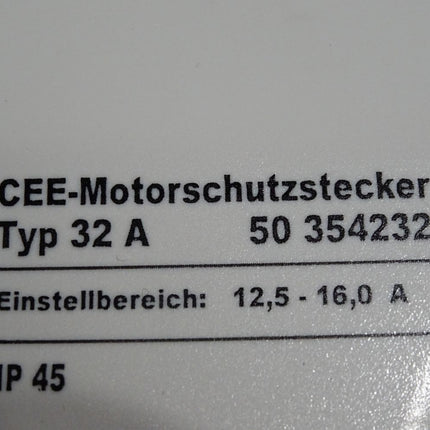 Nolta CEE-Motorschutzstecker 32A 50 354232 50354232 / Neuwertig