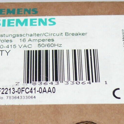 NEU - SIEMENS 3VF2213-0FC41-0AA0 Leistungsschalter 3VF 2213