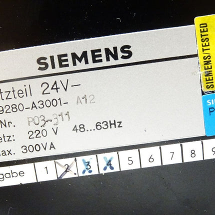 Siemens Stromversorgung Netzteil 24V / C79280-A3001-A12 / 220V 48..63Hz max. 300VA