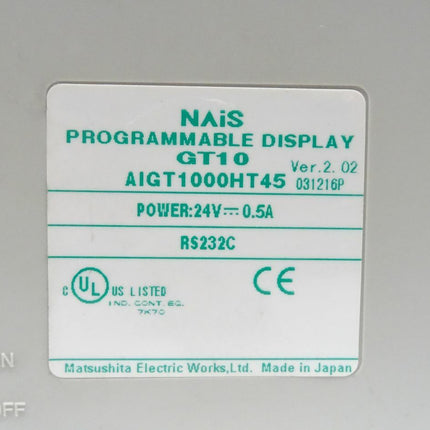 Nais GT10 Programmable Display AIGT1000HT45