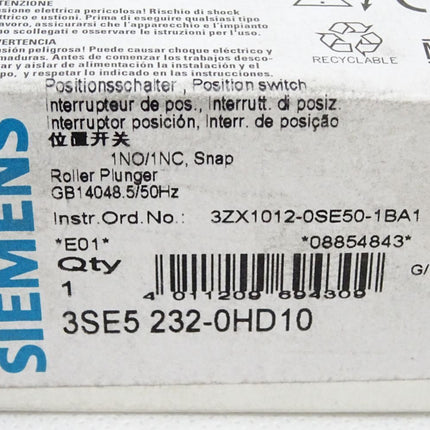 Siemens Positionsschalter 3SE5232-0HD10 / Neu OVP/ Neu OVP