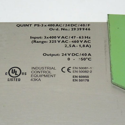 Phoenix Contact 2939946 QUINT Power PS-3x400AC/24DC/40/F // 29 39 946