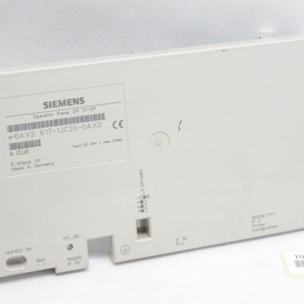 Siemens Backcover Rückschale Panel OP17-DP 6AV3617-1JC20-0AX0 6AV3 617-1JC20-0AX0