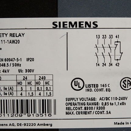 Siemens Safety Relay Sirius 3SK1111-1AW20 Sicherheitsschaltgerät