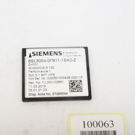 Siemens 6SL3054-0FB11-1BA0-Z Z=F01 SINAMICS S120 CompactFlash Card