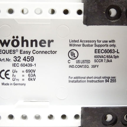 Wöhner Sammelschienenadapter 32459 690V 63A 6kV / Neu