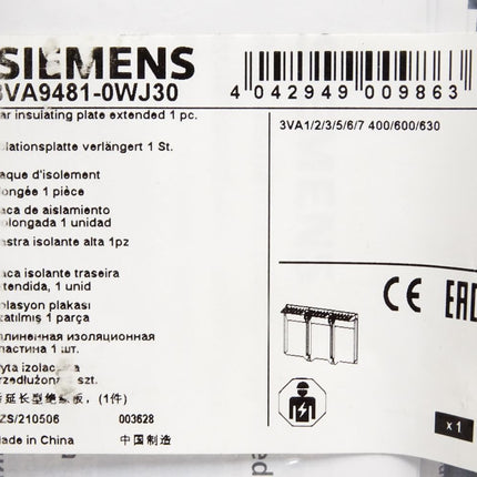 Siemens 3VA9481-0WJ30 Isolationsplatte verlängert 1Stück / Neu