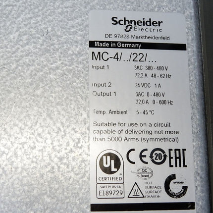 Schneider Elau PacDrive MC-4 MC-4/11/22/400 E0A4DB 00.22 VDM01D22AA00