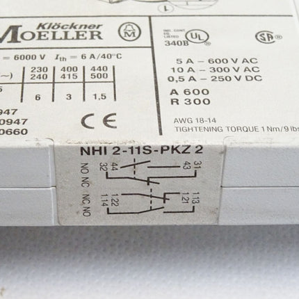 Klöckner Moeller NHI2-11S-PKZ2 Hilfsschalter