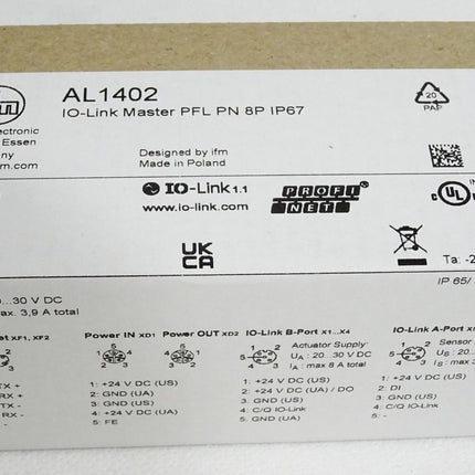 Ifm electronic AL1402 IO-Link Master PFL PN 8P IP67 / Neu OVP