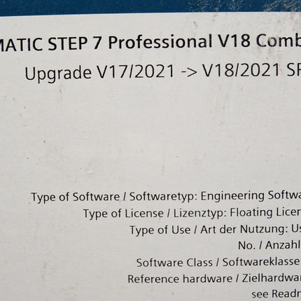 Siemens Simatic Step 7 Professional V18 Combo SUS-220510 Upgrade V18/2021 SR1 6ES7822-1AA08-0YE5 / Neu OVP