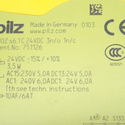 Pilz PNOZ s6.1C 24VDC 3n/o 1n/c / 751126