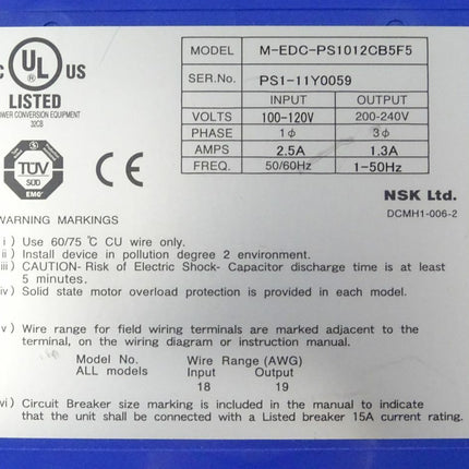 EDC NSK Ltd.M-EDC-PS1012CB5F5 Servodrive Frequenzumrichter