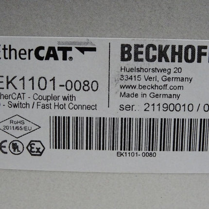 Beckhoff EtherCAT Koppler EK1101-0080 / Neu OVP versiegelt