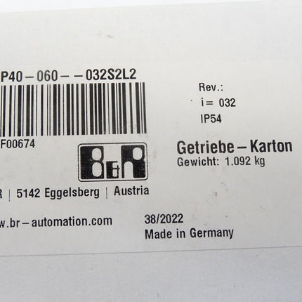 B&R Getriebe 8GP40-060--032S2L2 i=32 / Neu OVP