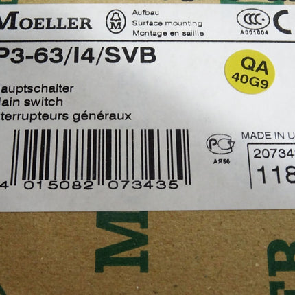 Moeller Hauptschalter P3-63 / I4/SVB HI11-P1/P3/Z  wie abgebildet