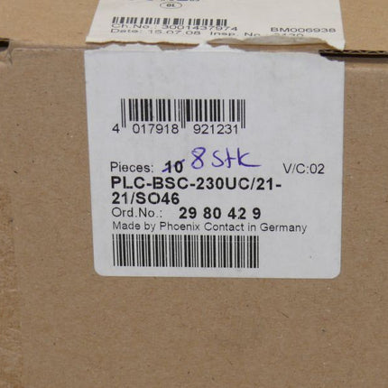 NEU-OVP 8x Phoenix Contact PLC-BSC-230UC/21-21/SO46 Grundklemme 2980429