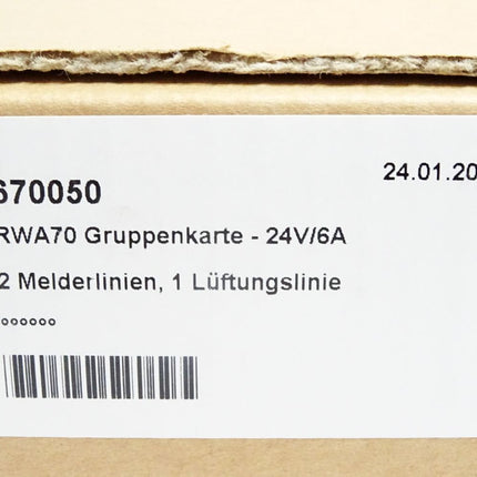 RWA70 Gruppenkarte 24V 6A 2 Melderlinien 1 Lüftungslinie 670050 / Neu OVP