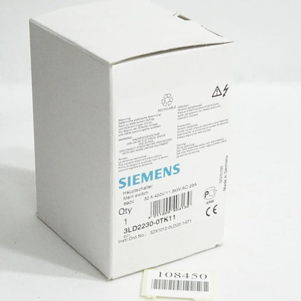 Siemens Hauptschalter 3LD2230-0TK11 / Neu OVP