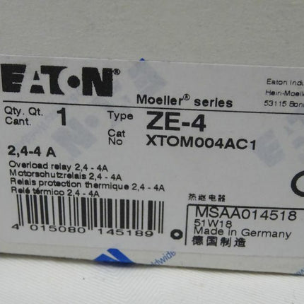 Eaton ZE-4 Motorschutzrelias Relais 2,4-4A neu-OVP