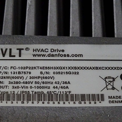 Danfoss VLT HVAC Drive 131B7579 22kW FC-102P22KT4E55H3XGX1