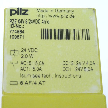 Pilz 774584 PZE X4V8 24VDC 4n/o Sicherheitsrelais