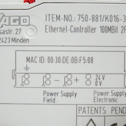 Wago 750-881 / K016-3780 Ethernet Controller