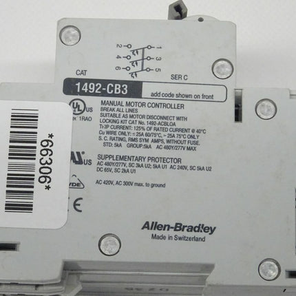 Allen Bradley 1492-CB3G250 Ser. C Motorkontrolle 1492CB3G250 / 25A / 15HP