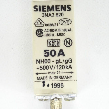 Siemens 3NA3820 0636/21 50A NH00 - gL/gG / 3NA3 820