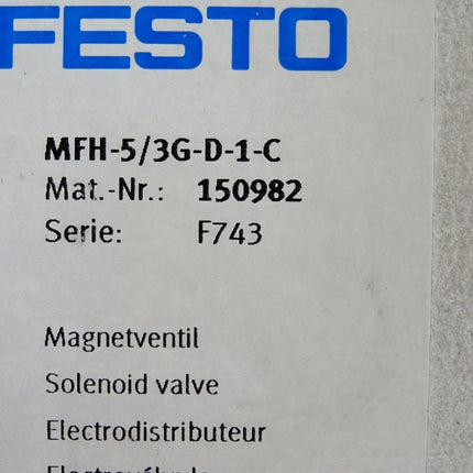 Festo 150982 Magnetventil MFH-5/3G-D-1-C / Neu OVP