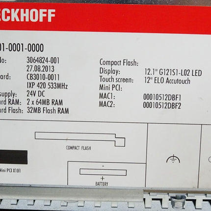 Beckhoff CP6601-0001-0000 Einbau-Panel-PC