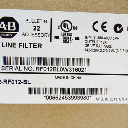 Allen Bradley Line Filter 22-RF012-BL / Neu OVP