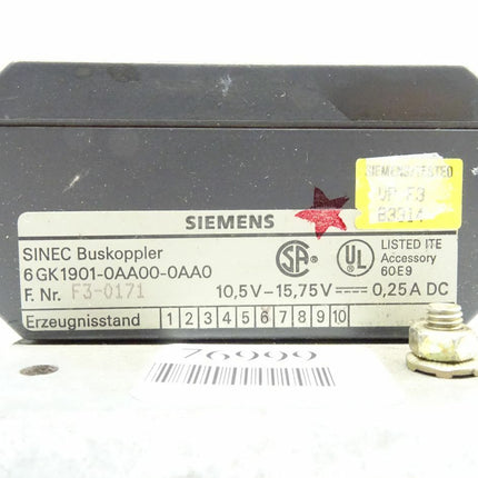 Siemens SINEC 6GK1901-0AA00-0AA0 Buskoppler E-Stand: 06 6GK1 901-0AA00-0AA0