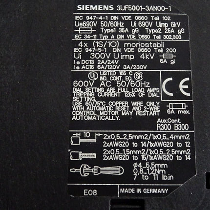 Siemens 3UF5001-3AN00-1 E08 Grundgerät SIMOCODE DP PROFIBUS DP-Schnittstelle