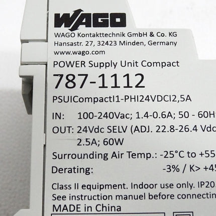 Wago 787-1112 Power Supply Unit Compact