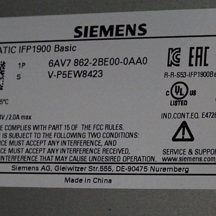 Siemens Flat Panel IFP1900 Basic 6AV7862-2BE00-0AA0 6AV7 862-2BE00-0AA0 / Neu OVP