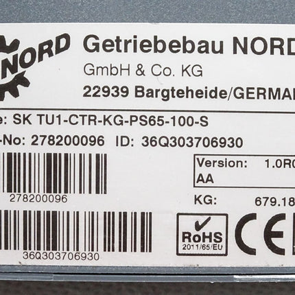 NORD Getriebebau ControlBox Bediengerät SK TU1-CTR-KG-PS65-100-S SKTU1-CTR-KG-PS65-100-S 278200096